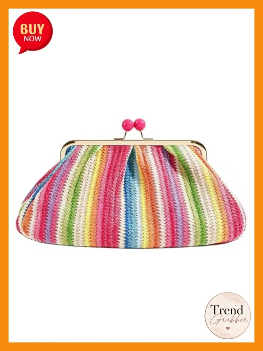 Woven Straw Clutch Purse for Women, Classic Beach Summer Handbag Lock Closure